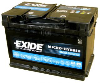 EXIDE Micro-Hybrid AGM 12V/70Ah EK700 (Autobaterie EXIDE Micro-Hybrid AGM 12V/70Ah)