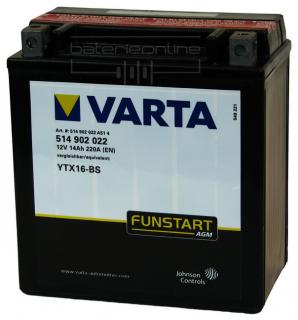 VARTA AGM 12V/14Ah YTX16-BS (Motobaterie VARTA AGM 12V/14Ah (YTX16-BS))