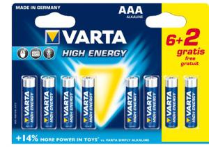 BATIMREX - LR03 Varta High Energy 1,5V AAA MN2400 B6 + 2 baterie
