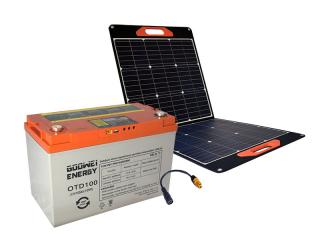 GOOWEI ENERGY set baterie OTD100 (100Ah, 12V) a přenosného solárního panelu 100W