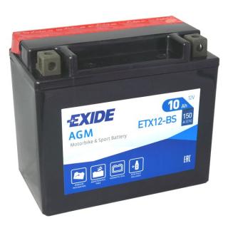 Motobaterie EXIDE ETX12-BS, 12V, 10Ah, 150A