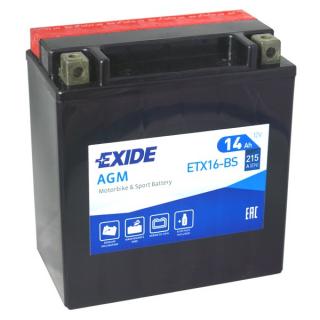 Motobaterie EXIDE ETX16-BS, 12V, 14Ah, 215A