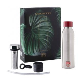 Bugatti dárkový set B Bottles Twin Steel & Red termolahev a příslušenství, BBT-KSS500I3-N