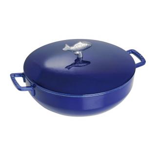 Staub Cocotte hrnec kulatý s úchytem ryby 28 cm/4,65 l tmavě modrý, 1112991