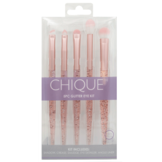 CHIQUE™ 5 PC Chique Eye Set Pink Glitter - Sada kosmetických štětců na oči s růžovými třpytkami - 5ks