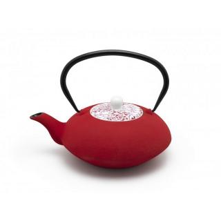 Bredemeijer Konvička na čaj s porcelánovým víkem Yantai 1,2l červená