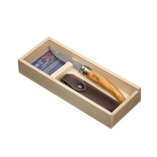 OPINEL VRI N°10 Inox Slim rukojeť oliva + pouzdro, dřevěný box