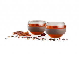 Skleněné šálky Cozy TeaCup, 250 ml, 2 ks, hnědé - Lékué