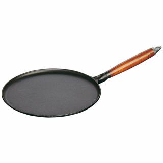 Staub Pánev na palačinky 28 cm s přísl. dřevěná rukojeť černá