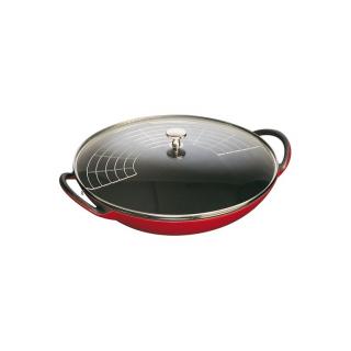 Staub Pánev Wok se skleněnou poklicí 37 cm / 5,7 l višeň