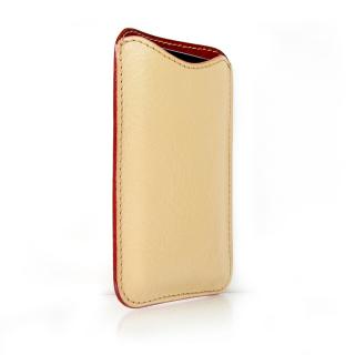 Ručně vyrobená kožené pouzdro na mobil Barva kůže: metalická zlatá (+750,-), Barva podšívky: červená