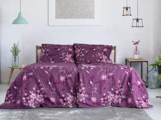 Bavlněné krepové povlečení české výroby - Fiori viola Rozměr: 200 x 220 + 2x 70 x 90