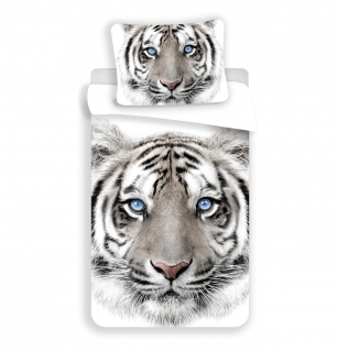 Bavlněné povlečení 140x200 + 70x90 cm - Bílý tygr