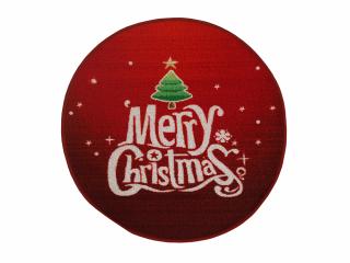 Kulatý vánoční kobereček průměr 80cm - Merry Christmas stromeček s hvězdičkou