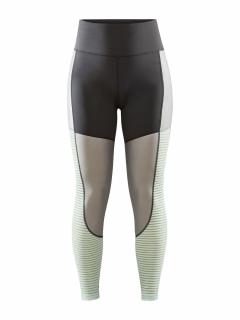 Craft ADV Charge Shiny běžecké legíny dámské Barva: tmavě šedá se světle zelenou, Velikost: XL