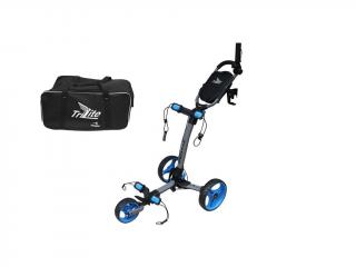 AXGLO TriLite golfový vozík šedo-modrý + transport bag  + Dárková krabička týček