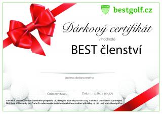 BESTGOLF BLUE SKY členství BEST 2023 Design certifikátu: S červenou mašlí