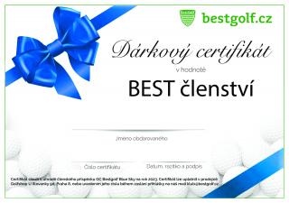 BESTGOLF BLUE SKY členství BEST 2023 Design certifikátu: S modrou mašlí