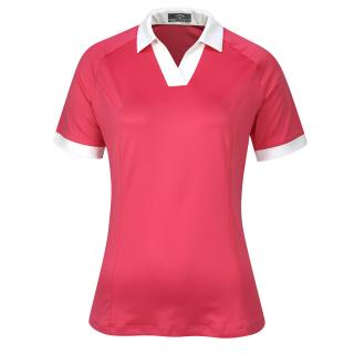 CALLAWAY Short Sleeve V-Placket Colourblock dámské tričko růžové Velikost oblečení: L
