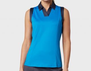 CALLAWAY Sleeveless V-Placket Colourblock dámské tričko modré Velikost oblečení: XXL