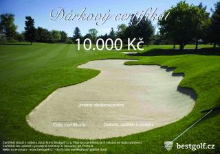 Dárkový certifikát pro golfistu v hodnotě 10 000 Kč Design certifikátu: Bunker