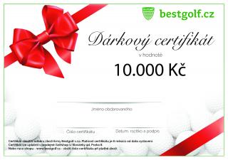 Dárkový certifikát pro golfistu v hodnotě 10 000 Kč Design certifikátu: S červenou mašlí