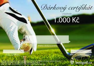 Dárkový certifikát pro golfistu v hodnotě 1000 Kč Design certifikátu: Driver