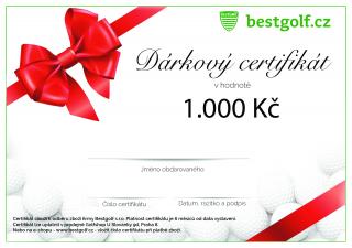 Dárkový certifikát pro golfistu v hodnotě 1000 Kč Design certifikátu: S červenou mašlí