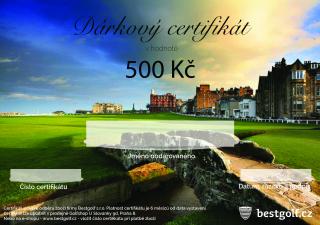 Dárkový certifikát pro golfistu v hodnotě 500 Kč Design certifikátu: St. Andrews
