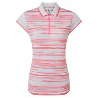 FOOTJOY Cap Sleeve Colour Block Lisle dámské tričko bílo-růžové Velikost oblečení: M