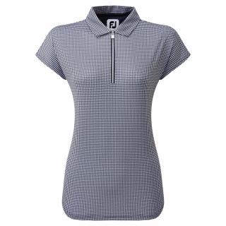 FOOTJOY Houndstooth Print Lisle dámské tričko modro-bílé Velikost oblečení: S