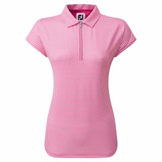 FOOTJOY Houndstooth Print Lisle dámské tričko růžovo-bílé Velikost oblečení: S