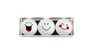SPORTIQUES dárkové balení míčků pro golfistu Smajlíci bílí