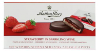 Anthon Berg - marcipán v čokoládě - jahody v šumivém víně 220g
