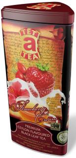 Čaj Tet a Tea Strawberry Cream - sypaný černý čaj s příchutí jahod ve smetaně v plechové krabičce 100g