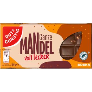 Gut&Günstig Mléčná čokoláda s celými mandlemi 100g Edeka