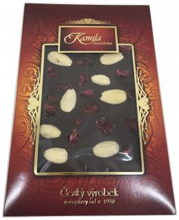 Hořká čokoláda s mandlemi a brusinkami 70g Kamila Chocolates