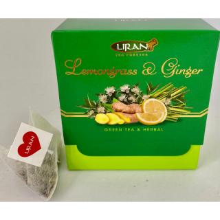 Lemongrass Ginger - zelený porcovaný čaj s citrónovou trávou a zázvorem 15x2x Liran