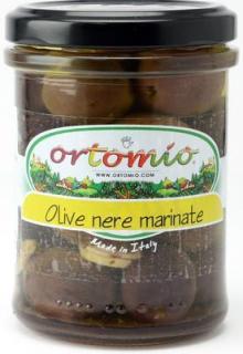 Ortomio Marinováné černé olivy s peckou - ve skle 212ml