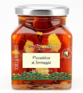 Ortomio Piccadolce cherry papričky plněné krémem Pecorino - ve skle 314ml