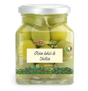 Ortomio Sicilské olivy s peckou Verdolina - ve skle 280g