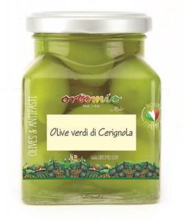 Ortomio Zelené olivy Bella di Cerignola s peckou - ve skle 280g