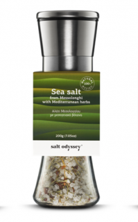 SALT ODYSSEY Keramický mlýnek s mořskou solí Středomořské bylinky 200g