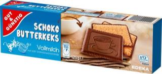 Schoko butterkeks Vollmilch - polomáčené máslové sušenky 125g Edeka