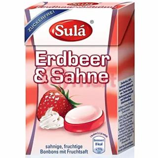 Sulá Erdbeer & Sahne - bonbóny s příchutí Jahoda se smetanou bez cukru 44g