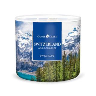 Svíčka Goose Creek World Traveler Switzerland - Swiss Alp - Alpská svěžest 411g střední