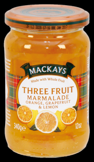 Three Fruit Marmalade - Pomerančová zavařenina s grapefruitem a citrónem 340g Mackays