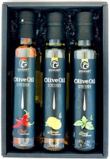 Triáda olivových olejů Bazalka, Citron, Chilli 3x250ml
