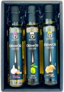 Triáda olivových olejů česnek, natural, bílý lanýž 3x250ml