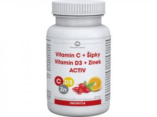 Vitamin C + Šípky Vitamin D3 + Zinek ACTIV 60 tablet